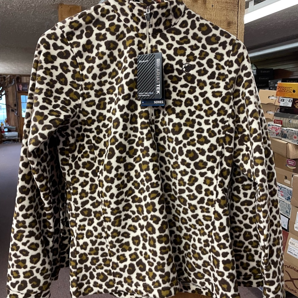 Ariat ladies cheetah print 1/4 zip fleece ariattek nwt